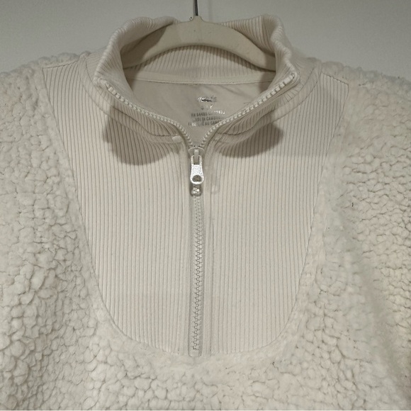 Aerie Sherpa Quarter Zip Ivory Sz Small Oversized - Picture 2 of 4